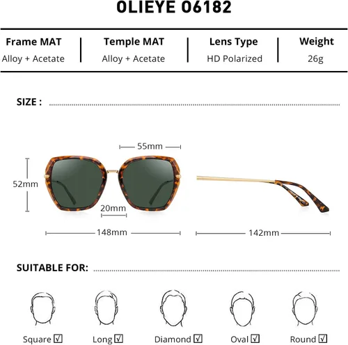 Vista 2 de OLIEYE - Lentes de sol polarizados para mujer, con protección UV400, anteojos de moda
