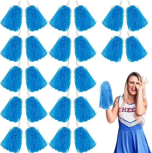 Vista 11 de Lovecheer 24 pompones de plástico de animadora con asa para animadoras deportivas y bailar