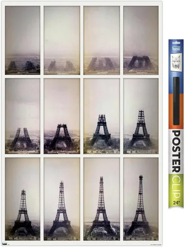 Vista 19 de Trends International Póster de pared con lapso de tiempo de construcción de la Torre Eiffel, 14.725 x 22.375 pulgadas, versión enmarcada de madera