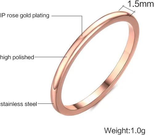 Vista 2 de Anillo de boda de acero inoxidable de 0.06 pulgadas, clásico, liso, apilable