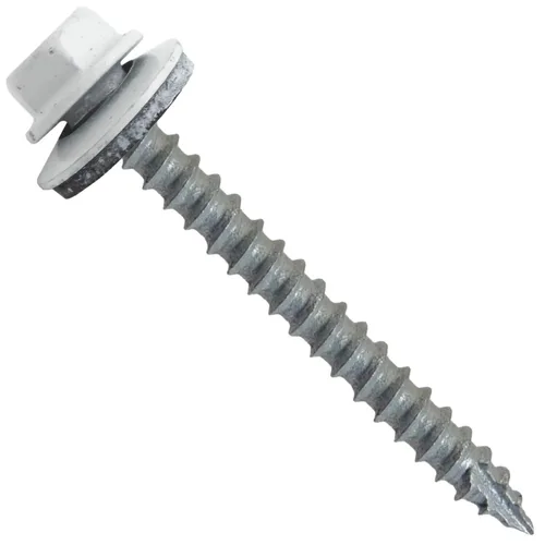 Vista 90 de TORNILLOS PARA TECHOS DE METAL #14: (250) Tornillos x 1" ABC GRIS Tornillo para techo de chapa metálica con cabeza hexagonal y arandela.