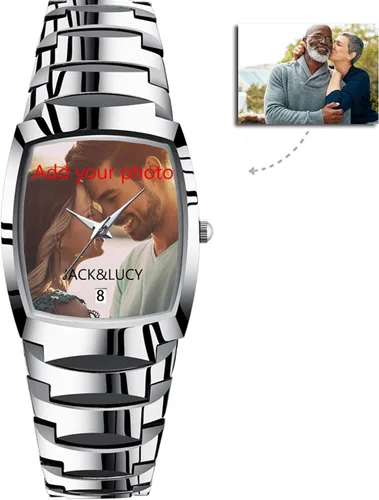 Vista 2 de GIRLSIGHT Reloj personalizado con foto para hombres, regalo personalizado para padres, familia, mujeres, hombres, parejas, regalo para marido o papá