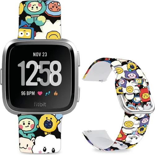 Vista 21 de Correas de reloj de silicona suave compatibles con Fitbit Versa 2/Versa/Fitbit Versa Lite/SE, correa de repuesto con bonito patrón floral de 0.98