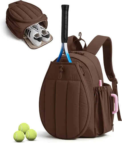 Vista 16 de BAGSMART Bolsa de gimnasio de tenis para mujer, mochila acolchada para Beige