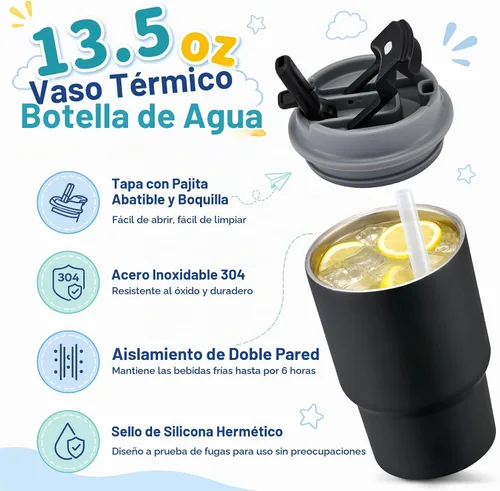 Vista 5 de Lonchera Bento para niños con termo de sopa de 17 onzas, botella de agua aislada y bolsa de almuerzo aislada, a prueba de fugas, contenedor