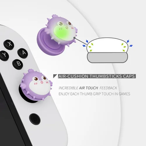 Vista 2 de PlayVital Thumbs Cushion Caps Thumb Grip Caps for Nintendo Switch, Joystick Cover for Nintendo Switch Lite, Thumbstick Grips for OLED Joycon Pez