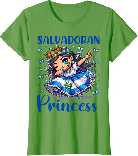 Vista 3 de Camiseta de princesa salvadoreña dabbing para niñas y niños