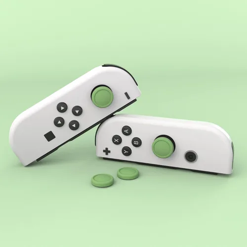 Vista 4 de eXtremeRate PlayVital Switch Joystick Caps, Switch Lite Thumbstick Caps, Silicone Analog Cover for OLED Joycon Thumb Grips - Matcha Green