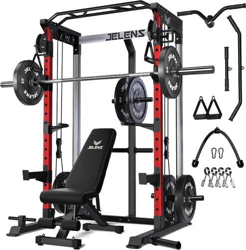 Vista 35 de C21 Power Cage 2000LBS Multi-Function Power Rack with Independent Dual Pulley System, All-in-One Squat Rack for Cable Crossover, Home Gym Workout