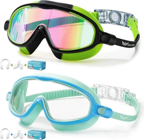 Vista 7 de Paquete de 2 gafas de natación para niños, sin fugas, antivaho, anti-UV, para niños y niñas de 4 a 14 años