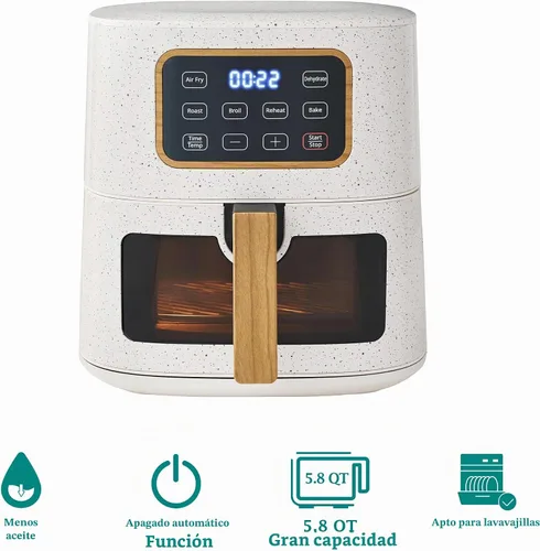 Vista 4 de Freidora de aire digital de 5.8 cuartos de galón con ventana, freidora de aire de tamaño familiar grande, 1500 W de alta potencia, 6 funciones