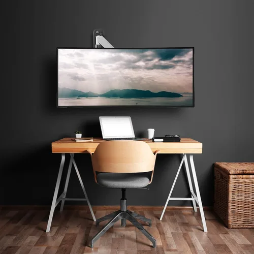 Vista 4 de AVLT Soporte de pared para monitor individual de 13 a 32 pulgadas para monitor de computadora plano/curvo, altura de movimiento completo, rotación