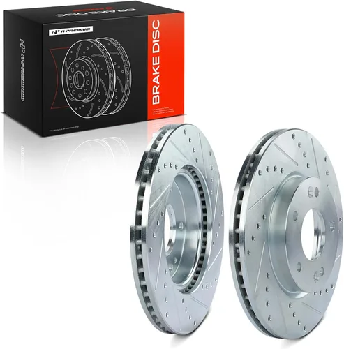 Vista 10 de A-Premium 280mm (11.02 pulgadas) Rotores de freno de disco perforados y ranurados delanteros Compatibles con modelos seleccionados de Kia y Hyundai