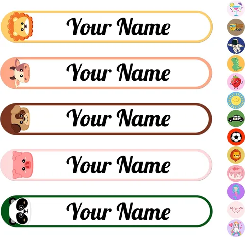 Vista 20 de 100 calcomanías de nombre personalizadas para niños, etiquetas de nombre personalizadas para suministros escolares, guardería, etiquetas