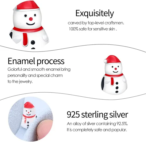 Vista 6 de TINSLO Christmas Theme Charm fits Pandora Bracelets, 925 Sterling Silver Pendant for Women Girls Christmas Gifts for Women Charm for Bracelet and
