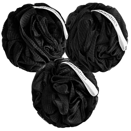 Vista 10 de MainBasics Esponja de esponja para baño y ducha, esponja para el cuerpo, exfoliante corporal (juego de 3, flor aireada) Esponja corporal de malla