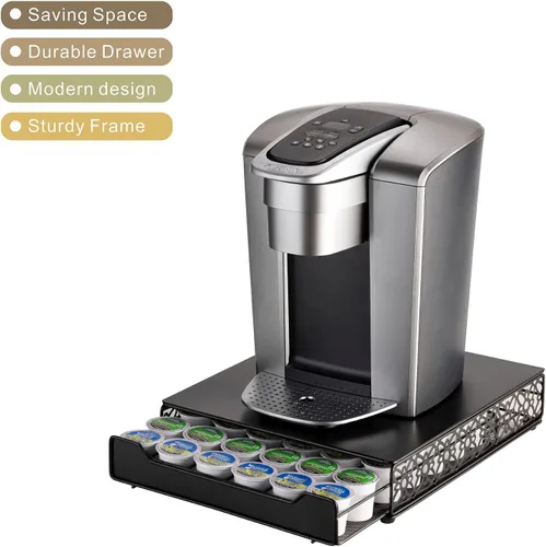 Vista 7 de Flagship Cajón de almacenamiento de cápsulas de café, organizador para Keurig (42 cápsulas, hierro)