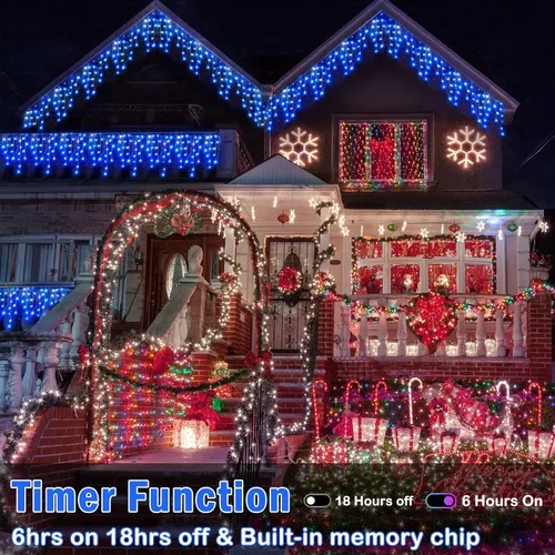 Vista 5 de Hezbjiti - Luces de Navidad para decoración al aire libre, 1600 luces LED de 164 pies, 8 modos, 320 gotas, guirnalda de luces para decoración