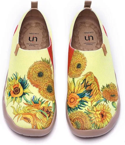 Vista 8 de UIN - Mocasines de estilo informal para mujer, tenis para caminar en tejido de punto con diseños pintados, cómodos, suaves