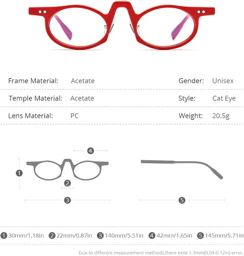Vista 2 de HEPIDEM Marco de lentes de acetato para mujer vintage pequeño ovalado lentes ópticos para hombre