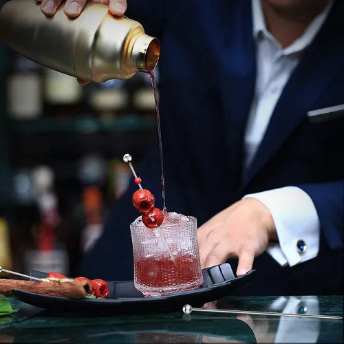 Vista 3 de 20 palillos de cóctel para bebidas, palillos de dientes de cóctel de acero inoxidable largos, brochetas de cóctel reutilizables, palillos de martini
