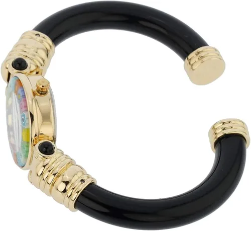 Vista 5 de GlassOfVenice - Reloj pulsera Millefiori de cristal de Murano, color negro y dorado multicolor, Negro