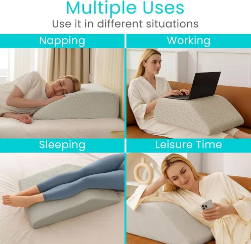 Vista 7 de Xtra-Comfort Almohada de elevación de piernas para dormir, hinchazón, poscirugía – Almohada de espuma viscoelástica – Cojín de apoyo para embarazo