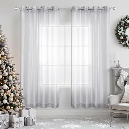 Vista 74 de KOUFALL Cortinas traslúcidas negras de 45 pulgadas de largo para ventanas de sótano, juego de 2 paneles con ojales, cortinas cortas Negro