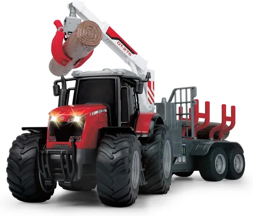 Vista 2 de Dickie Toys 203737003AMA Massey Ferguson 8737 203737003 Juguete con luz de fricción Sonido y Remolque, funciona con pilas, 16.5 in, multicolor