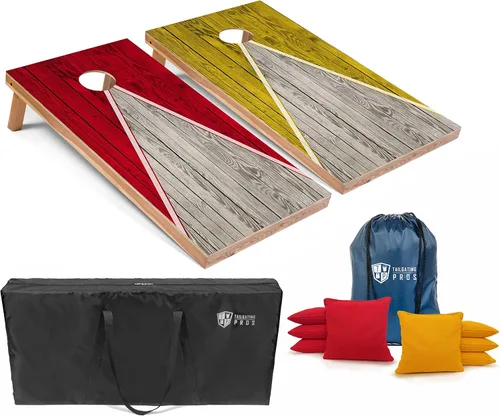 Vista 21 de Tailgating Pros Juego de tablero de Cornhole ligero con diseño piramidal con bolsas de frijoles y estuche de transporte, juego de cornhole