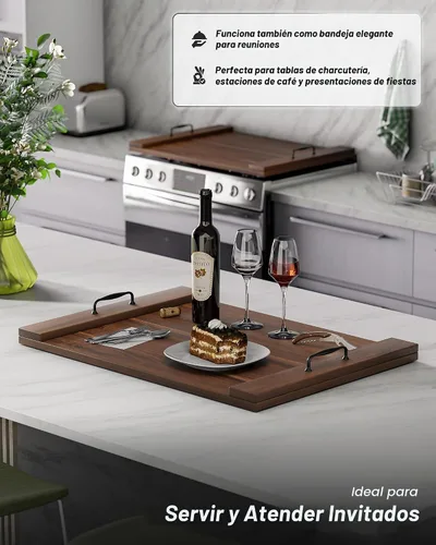 Vista 7 de BLUEWEST Tabla para Estufa, Cubierta Superior de Estufa de Madera de Acacia para Quemadores de Gas y Estufa Eléctrica, Cubierta Extra Gruesa de Nuez
