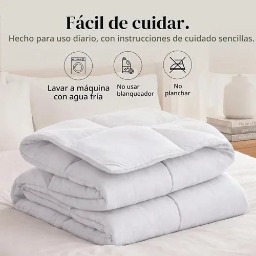 Vista 3 de Modern Threads Edredón reversible alternativo de microfibra de plumón blanco/blanco, King 01 Blanco