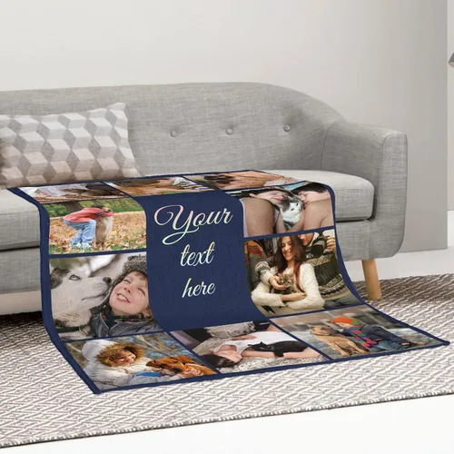 Vista 6 de Manta de collage de fotos personalizada, manta de diseño divertido, manta de fotos personalizadas, regalo facial para él, mantas de lujo ultrasuaves