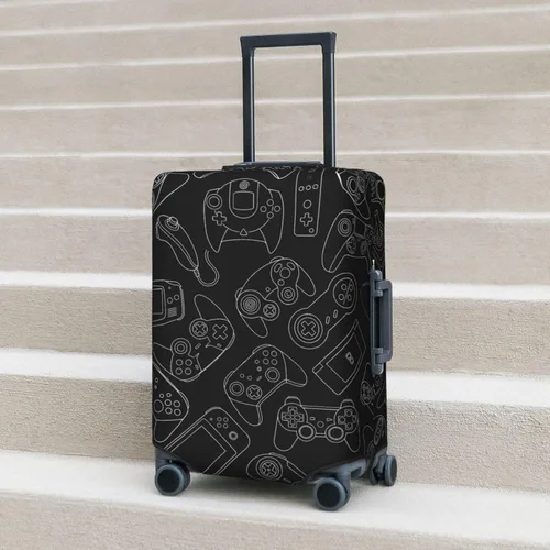 Vista 8 de Fundas elásticas para maletas de equipaje con patrón de controlador de videojuegos, protector de equipaje, maleta de viaje, funda protectora