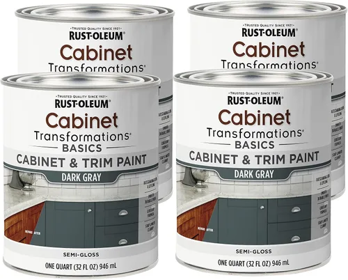Vista 6 de Rust-Oleum 372012 Transformations Basics - Pintura para gabinetes y molduras, cuarto de galón, color negro