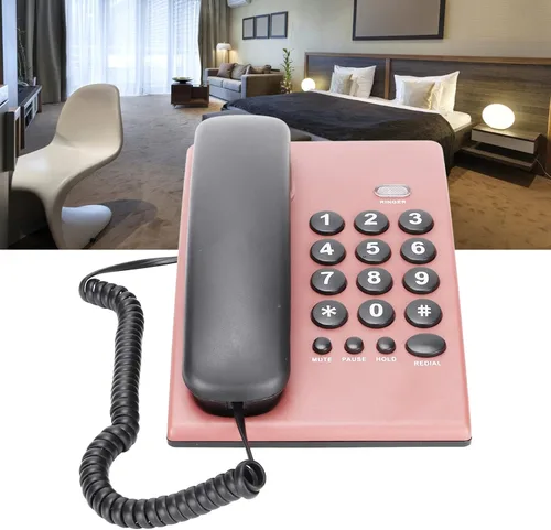 Vista 3 de Teléfono con cable, escritorio con cable de escritorio, teléfono fijo para teléfono con cable con cable con doble auricular magnético, silencio