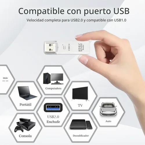 Vista 5 de Lector de tarjetas SD USB para PC, adaptador de tarjeta micro SD a USB, lector de tarjetas para lector de tarjetas de memoria de cámara, lector