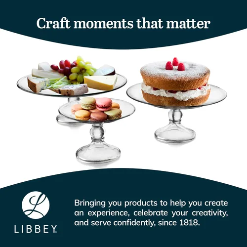 Vista 6 de Libbey Selene Juego de Soporte de Servicio de 3 Niveles, Elegante Soporte de Postre de Vidrio de Estilo Curvo, Soporte de Postre de 3 Niveles Apto