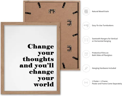 Vista 2 de Poster Master Póster tipográfico – Impresión de cita – Cambia tus pensamientos, cambia tu mundo, inspirador, motivacional – Regalo para familia