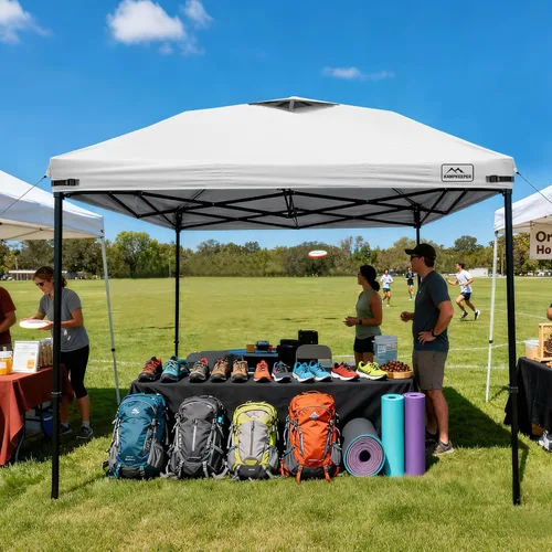 Vista 22 de KAMPKEEPER Cubierta de Repuesto Superior para Carpa Toldo Emergente con Ventilación de Aire y Correa Elástica Ajustable, Poliéster Resistente a Azul