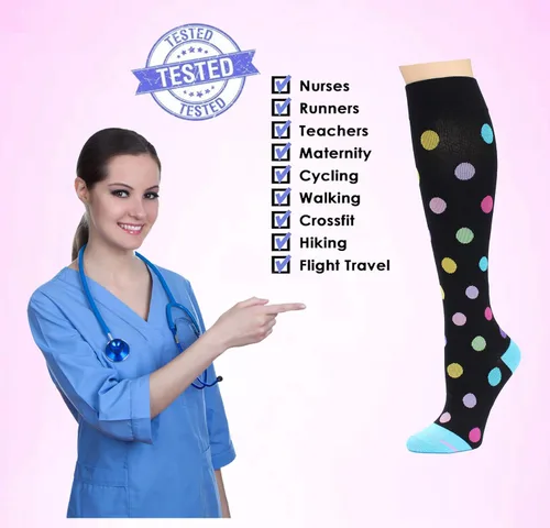 Vista 4 de Dr. Motion Calcetines terapéuticos de compresión graduados con infusión de cobre para mujer, banda no vinculante, costura lisa en los dedos, 4 pares