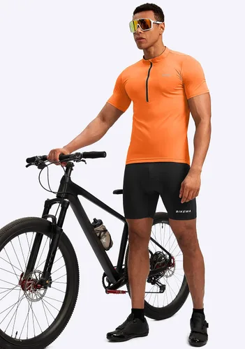 Vista 6 de Bikewa Men's Cycling Jersey Moisture Wicking Short Sleeve UPF Half Zip Bike Road Riding Biking Shirts for Men Zipper Pockets