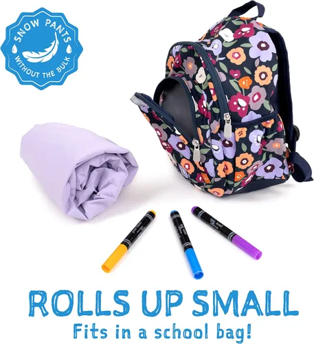 Vista 5 de JAN & JUL Pantalones de lluvia y nieve impermeables para niños, forrados con forro polar
