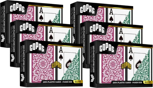 Vista 11 de Copag 1546 Design - Juego de cartas 100% de plástico, tamaño de póquer (estándar), verde/borgoña (índice jumbo, 1 juego)