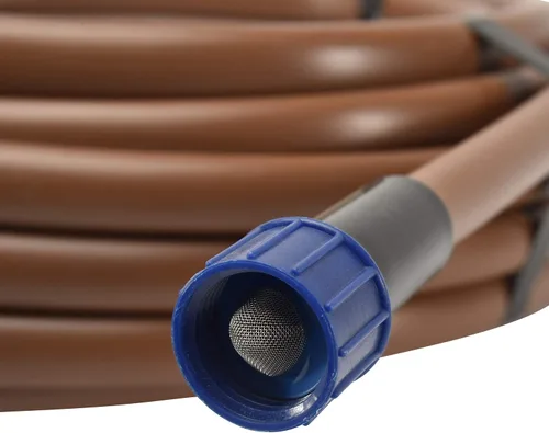 Vista 2 de Raindrip SDT50P - Tubo de suministro de riego por goteo de 5/8 pulgadas, 50 pies, con adaptador giratorio de rosca de manguera y tapón de extremo