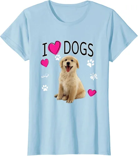 Vista 21 de Camiseta I Love Dogs - Camiseta Golden Labrador retriever, Azul Negro