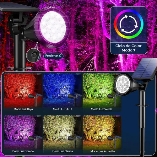Vista 3 de WELALO Solar Lights Outdoor Waterproof Flag Spotlights 10 Pack (Colored)