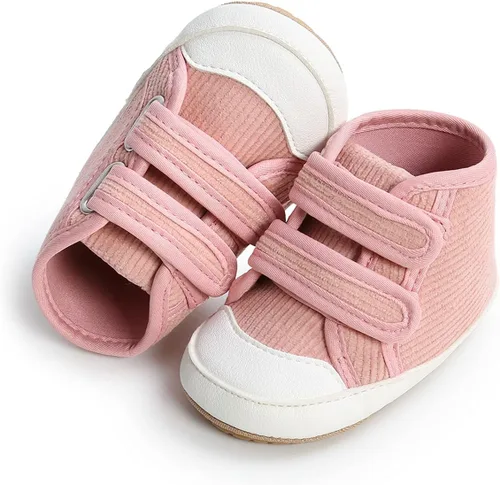 Vista 4 de COSANKIM Zapatos deportivos para bebé niño y niña, zapatos de tobillo altos, antideslizantes, suela suave, zapatos de cuna para niños pequeños