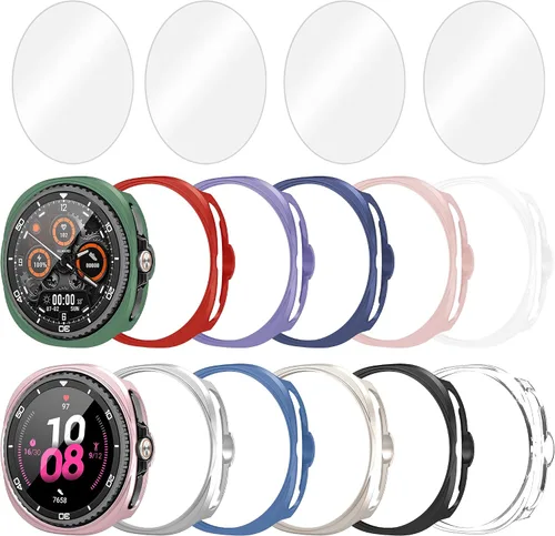 Vista 11 de Paquete de 12+4 Fundas para Samsung Galaxy Watch FE/5/4 de 40 mm con Protector de Pantalla de Vidrio Templado, Funda Protectora Resistente a