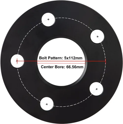 Vista 2 de Separadores de rueda forjados negros 5x112 centrados en el cubo con 3 mm y orificio central de 66.56 mm (sin labio) Compatibles